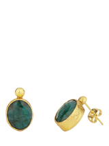 John Lewis Ottoman Hands Siena Emerald Gold Stud Earrings 1.5cm- Buy online at McGrocer