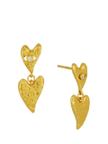 Ottoman Hands evil eye heart earrings in 18ct gold plated sterling silver - British product