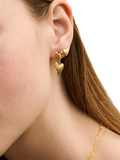 Ottoman Hands evil eye heart earrings in 18ct gold plated sterling silver - British product