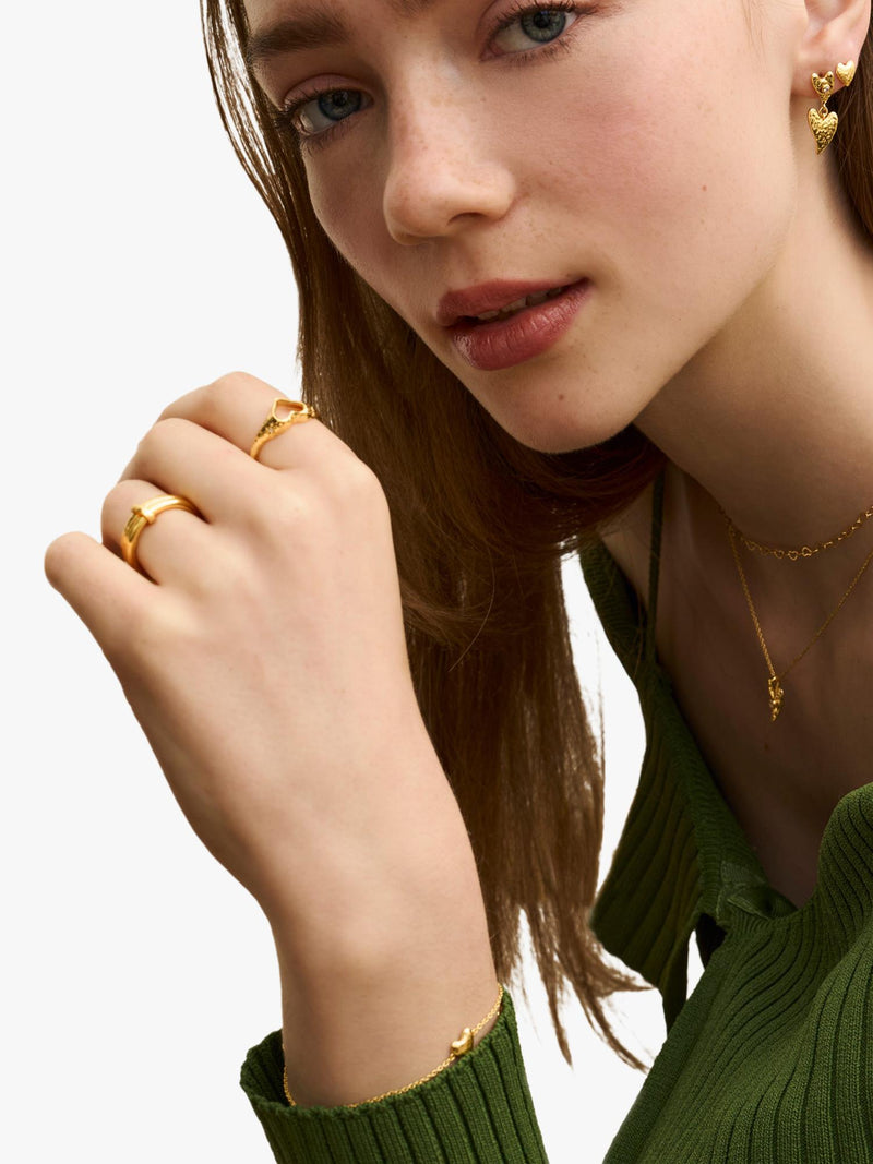 Ottoman Hands evil eye heart earrings in 18ct gold plated sterling silver - British product