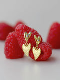 Ottoman Hands evil eye heart earrings in 18ct gold plated sterling silver - British product