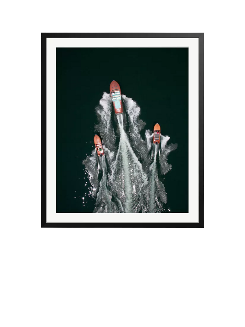 Sonic Editions Riva speedboats Lake Como framed print, imported from the UK