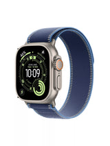 John Lewis Apple Watch Ultra 3 GPS + Cellular 49mm Titanium Case with Trail Loop Smartwatch in Natural Titanium/Blue- Buy online at McGrocer