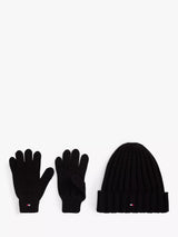 John Lewis Tommy Hilfiger Kids' Cotton Beanie Hat and Gloves Set, Black- Buy online at McGrocer