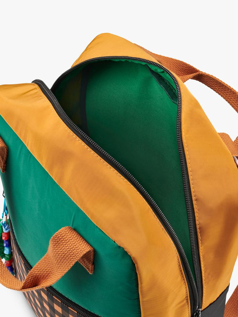 Small Stuff colour block backpack for kids emerald green (British brand)