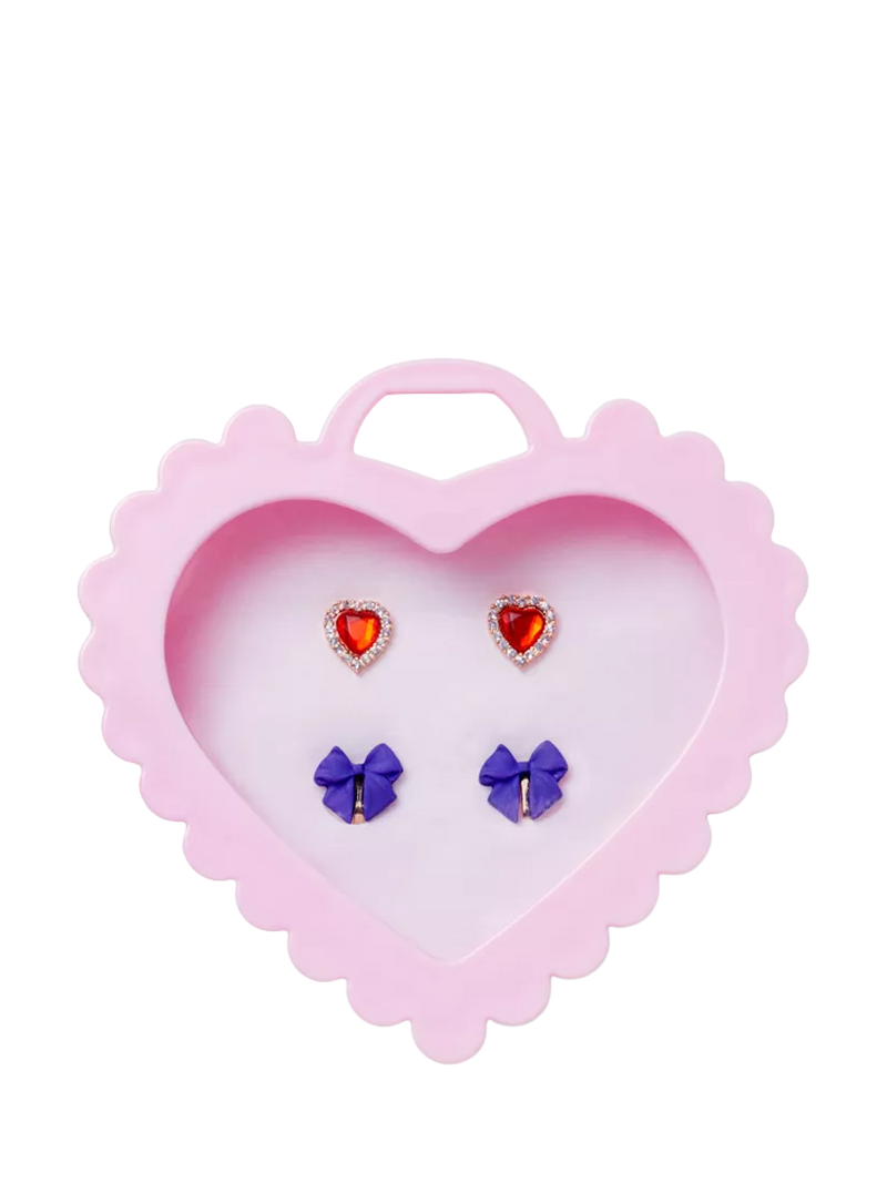 Stych kids clip-on earrings heart gift box set of 2, UK version