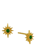 Ottoman Hands green onyx star stud earrings gold 9mm, UK version