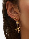 Ottoman Hands green onyx star stud earrings gold 9mm, UK version