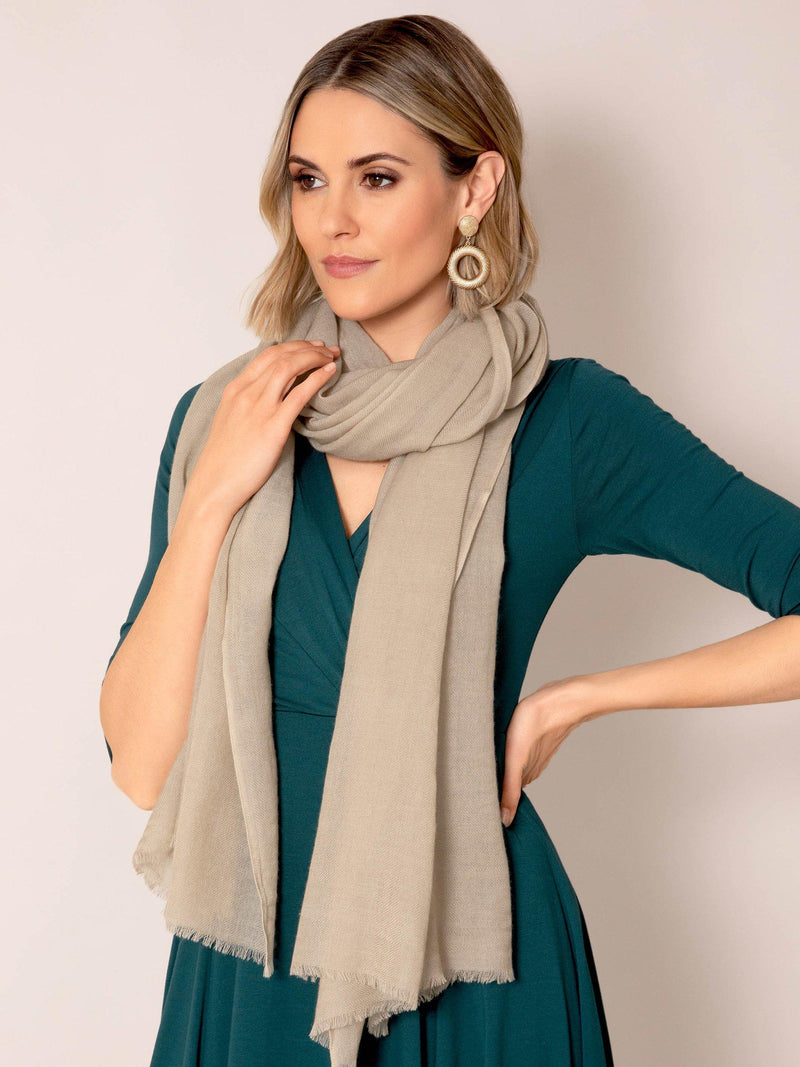 Alie Street Aurielle silk wool scarf Desert Sand 180x70cm - British product