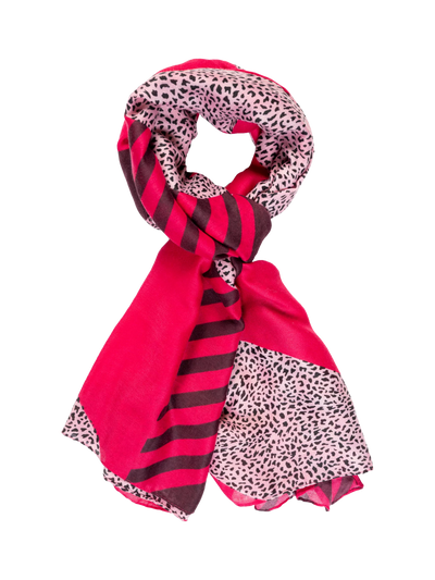 John Lewis Chesca Animal Print Striped Scarf - 85cm x 185cm- Buy online at McGrocer