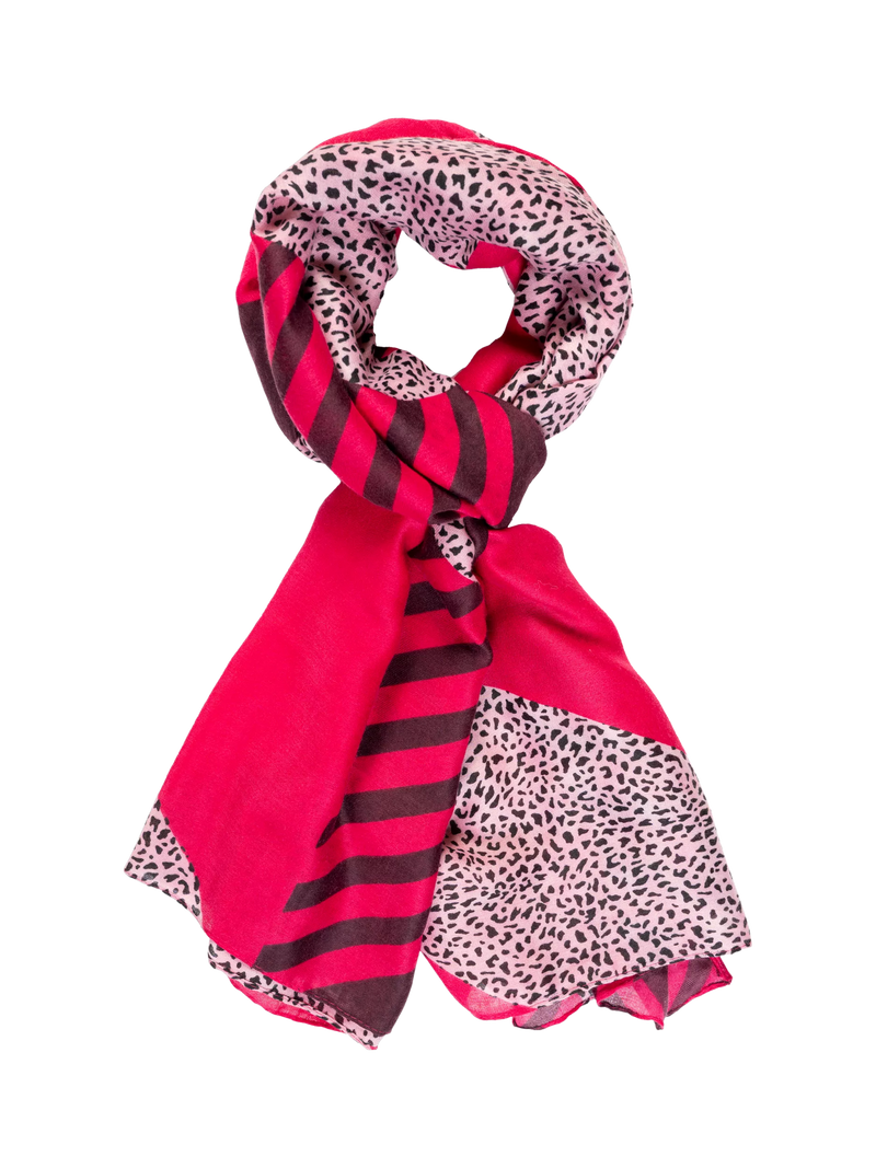 chesca animal print striped scarf midweight (British brand)