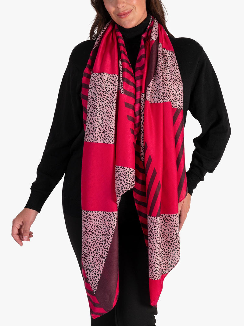 chesca animal print striped scarf midweight (British brand)