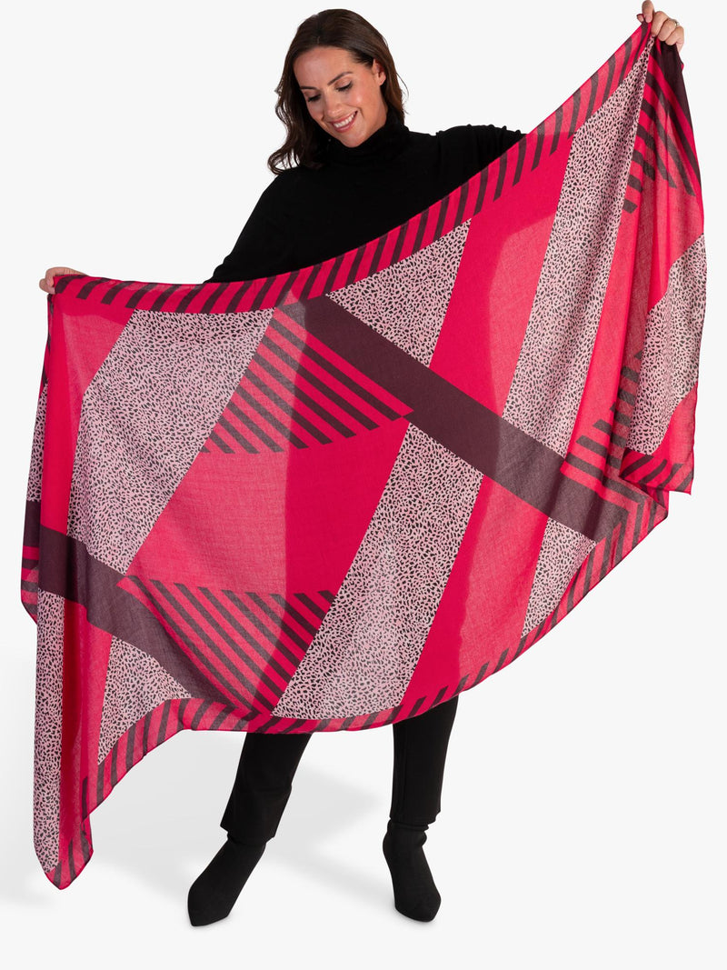 chesca animal print striped scarf midweight (British brand)