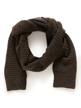 John Lewis KAFFE Abigail Ribbed Scarf in Seal Brown Melange 34cm x 180cm- Buy online at McGrocer