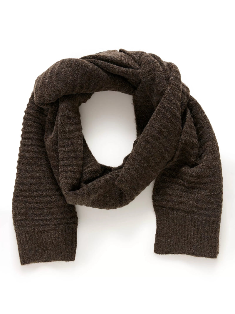 KAFFE ribbed scarf seal brown melange - British product
