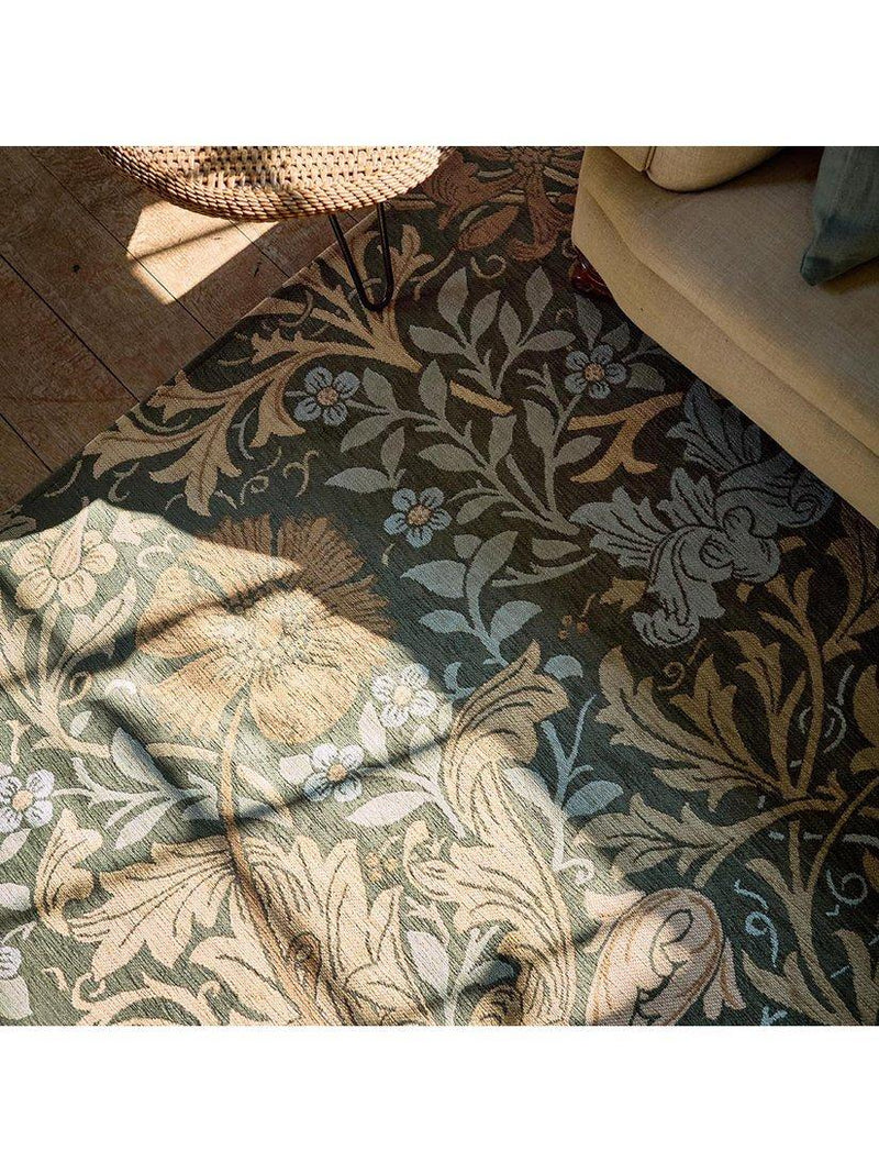 Morris & Co. Compton Trellis floral rug green (British brand)