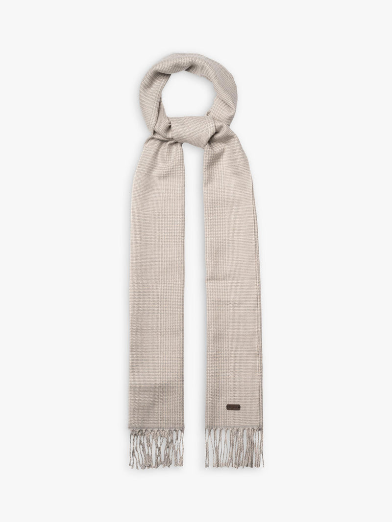 Eton merino wool check scarf light grey - British product