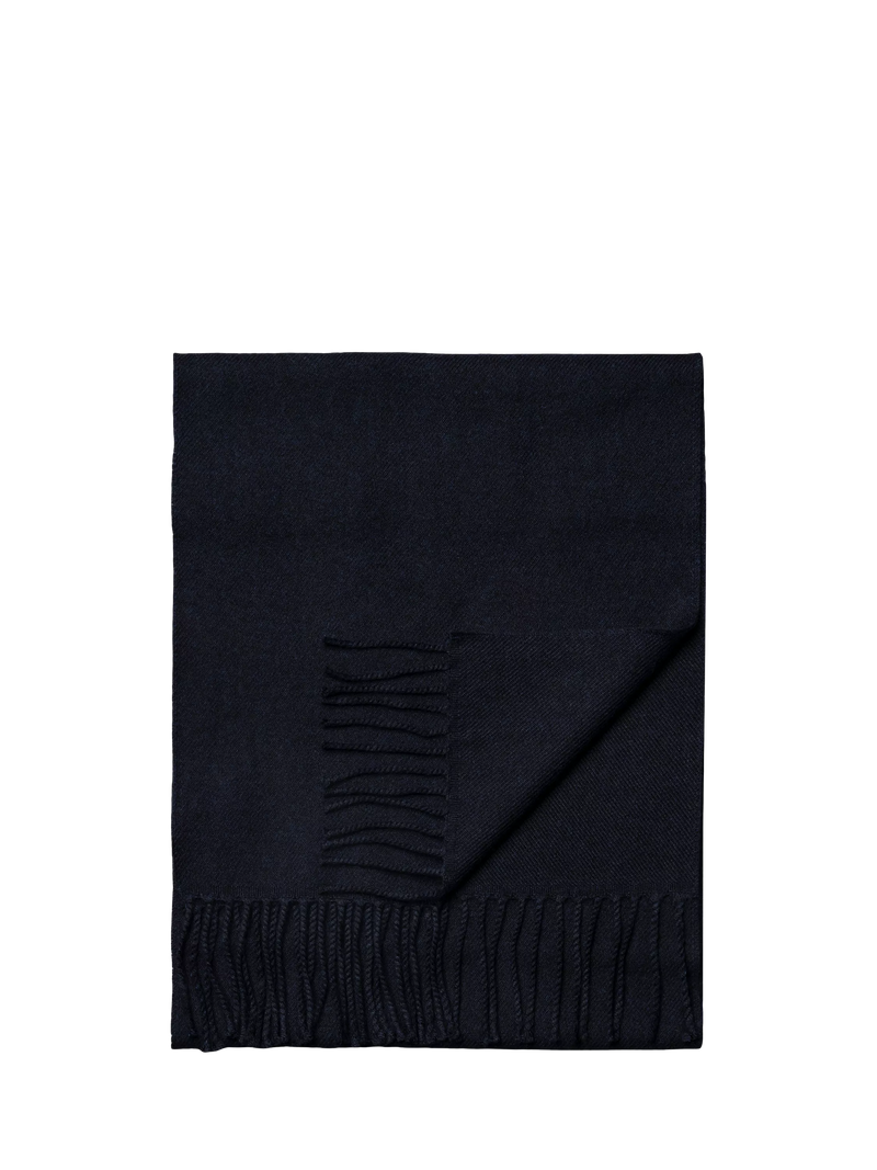 Eton merino wool scarf in navy blue, imported from the UK