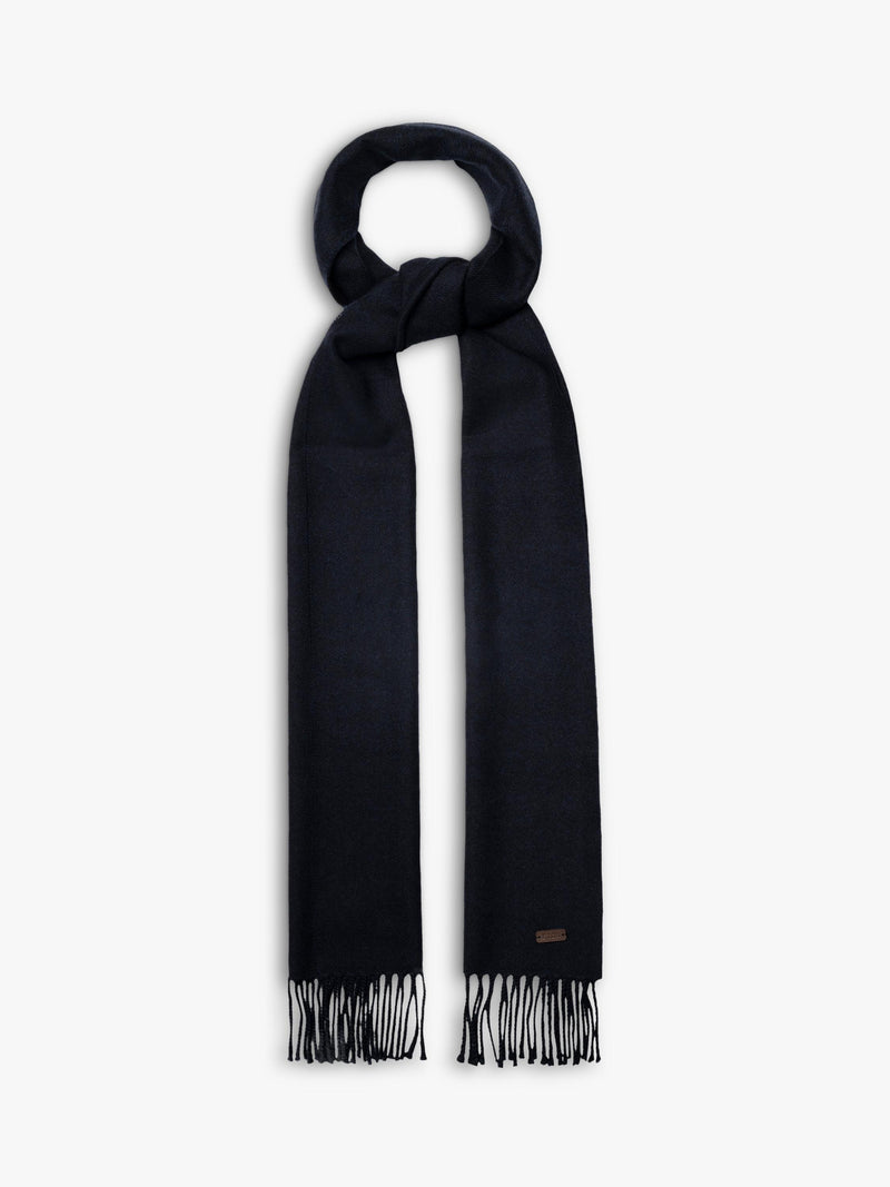 Eton merino wool scarf in navy blue, imported from the UK