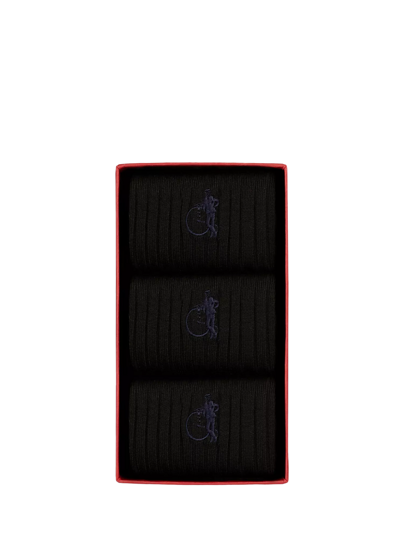 London Sock Company Simply Sartorial socks 3-pack black, imported from the UK