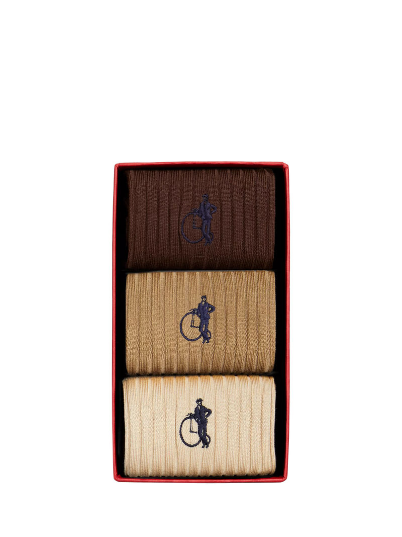 London Sock Company socks pack of 3 brown (British brand)