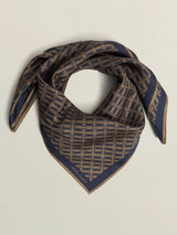 John Lewis Hobbs Bria Insignia Pure Silk Scarf Navy/Camel 90cm x 90cm- Buy online at McGrocer