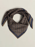Hobbs pure silk scarf navy and camel abstract pattern 90cm - British product