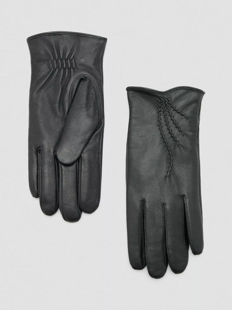 Mango faux fur lined leather gloves black, UK version
