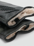 Mango faux fur lined leather gloves black, UK version