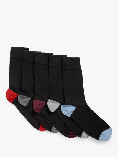 John Lewis John Lewis Men's Cotton Rich Heel & Toe Socks Pack of 5 Black- Buy online at McGrocer