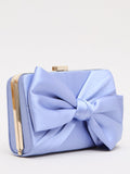 Phase Eight satin knot front box clutch bag in pale blue - British product