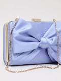 Phase Eight satin knot front box clutch bag in pale blue - British product