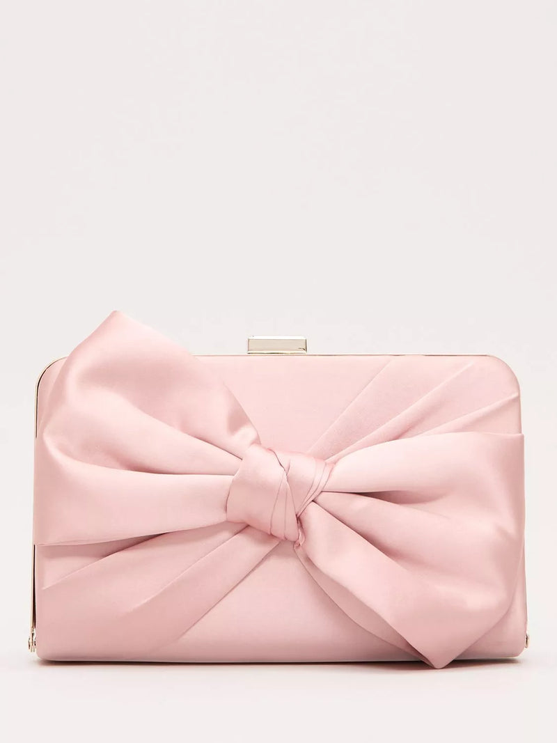 Phase Eight satin clutch bag pale pink, imported from the UK