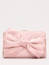 John Lewis Phase Eight Satin Knot Front Box Clutch Bag, Pale Pink- Buy online at McGrocer