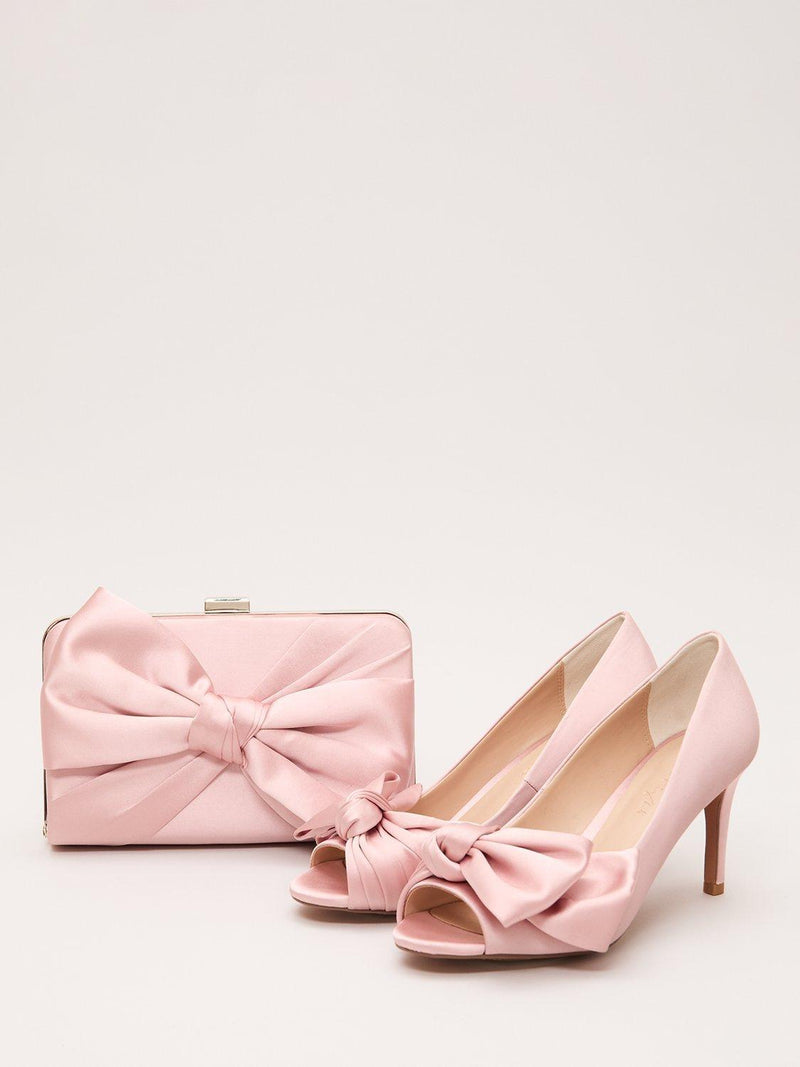 Phase Eight satin clutch bag pale pink, imported from the UK