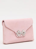 Phase Eight Sparkle Pure Suede Clutch Bag Pale Pink - British product