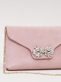 Phase Eight Sparkle Pure Suede Clutch Bag Pale Pink - British product