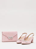 Phase Eight Sparkle Pure Suede Clutch Bag Pale Pink - British product