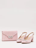 Phase Eight Sparkle Pure Suede Clutch Bag Pale Pink - British product