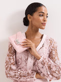Phase Eight Sparkle Pure Suede Clutch Bag Pale Pink - British product