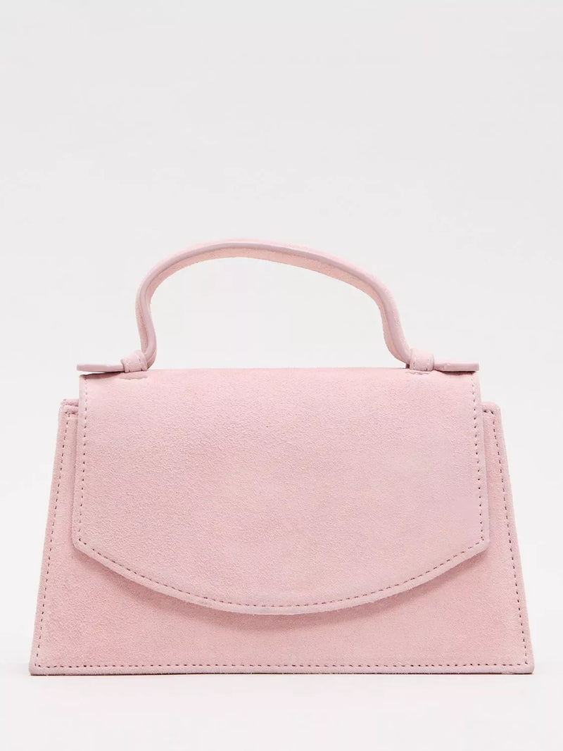 Phase Eight pure suede evening bag pale pink, imported from the UK