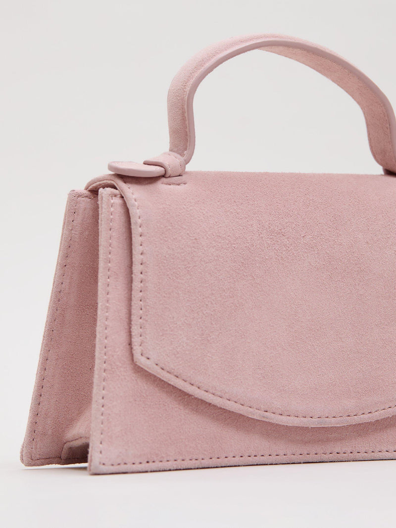 Phase Eight pure suede evening bag pale pink, imported from the UK
