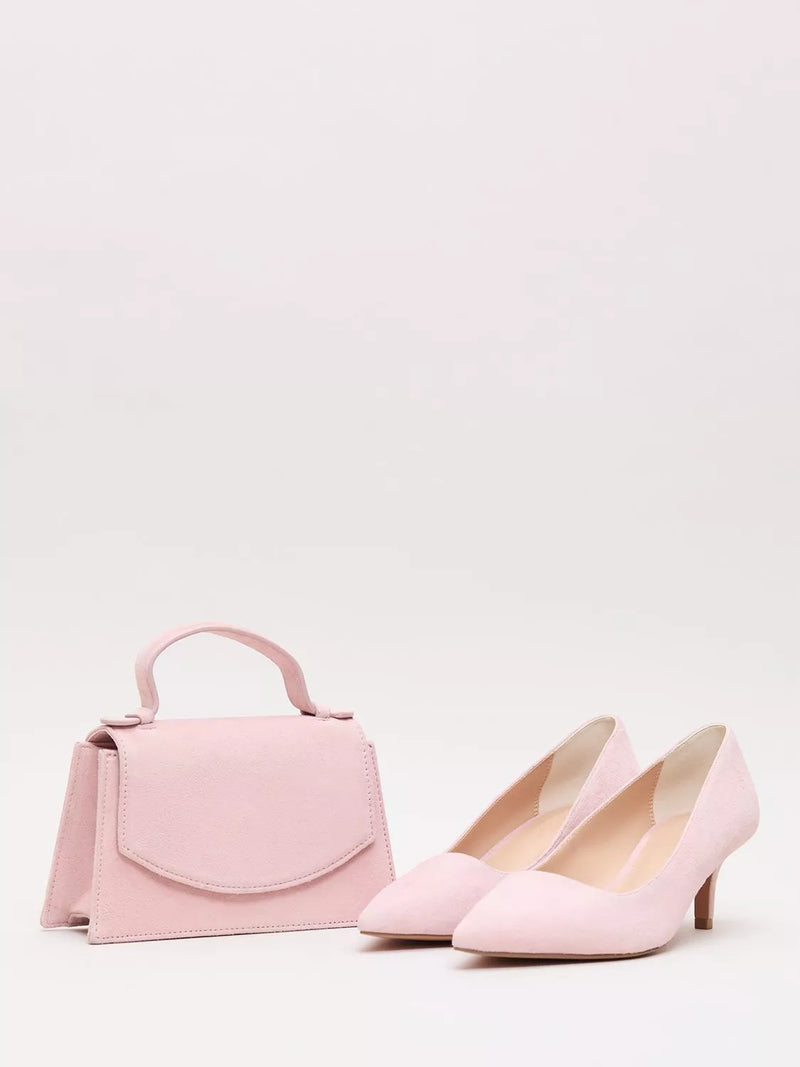 Phase Eight pure suede evening bag pale pink, imported from the UK