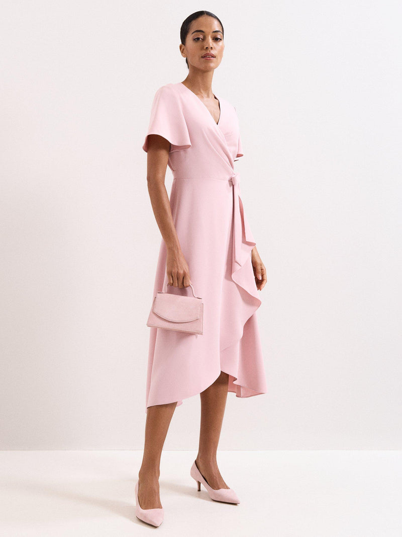 Phase Eight pure suede evening bag pale pink, imported from the UK