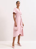Phase Eight pure suede evening bag pale pink, imported from the UK