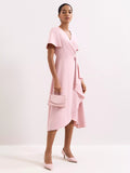 Phase Eight pure suede evening bag pale pink, imported from the UK
