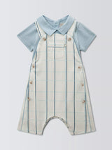 John Lewis John Lewis Heirloom Collection Baby Check Bibshorts & Bodysuit Set, Celestial Blue- Buy online at McGrocer