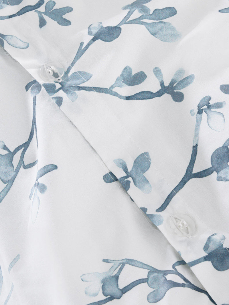 John Lewis Elena percale duvet cover set double floral blue, imported from the UK