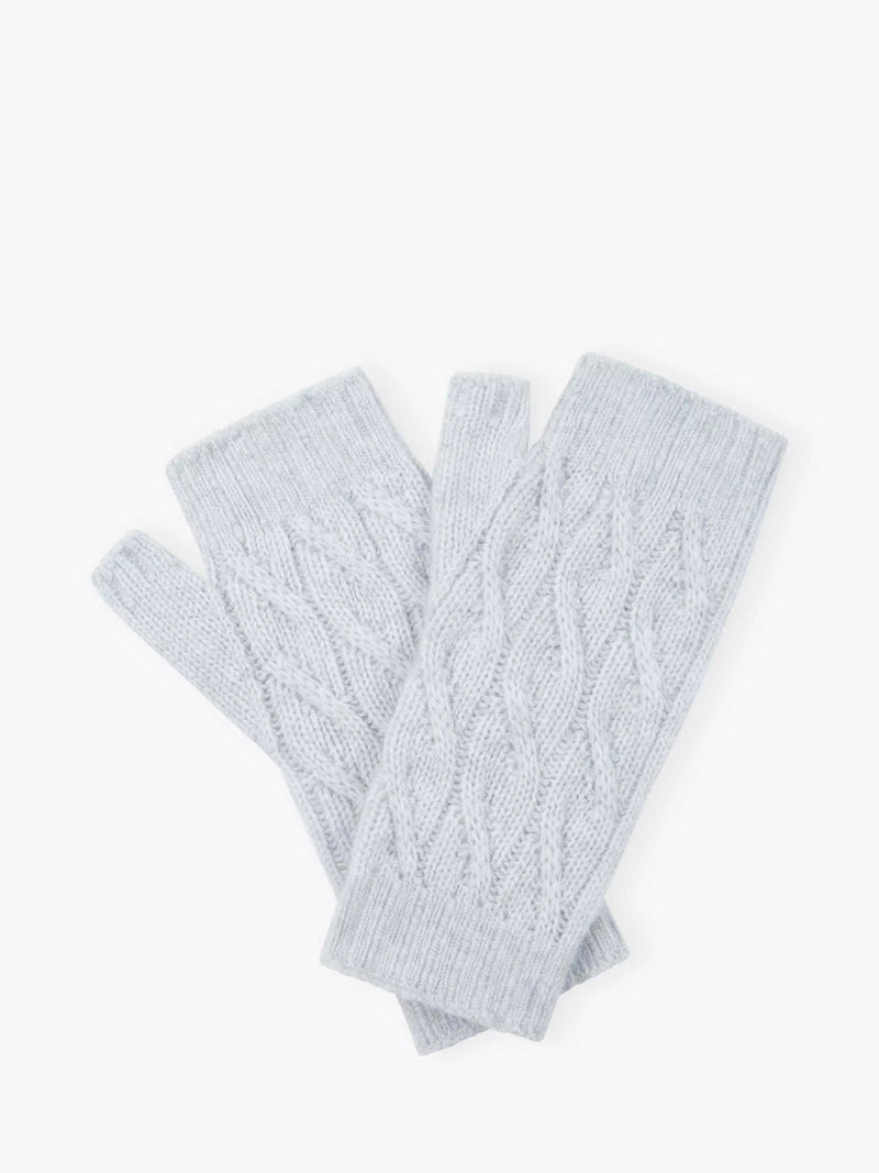 Brora cashmere cable wristwarmers pearl - British product