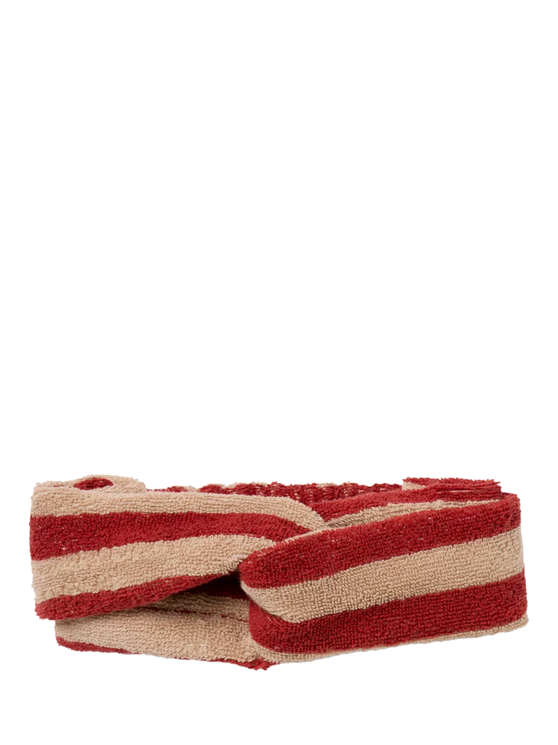 Piglet in Bed Pembroke Stripe Towelling Headband, Sandstone Red, One Size